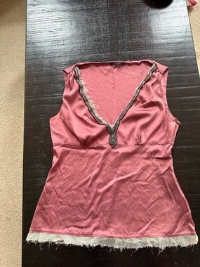 Elie Tahari 2000s Y2K silk beaded bimbo barbie top